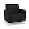 Lesro Siena Lounge Reception Wide Guest Chair, Brushed Steel, MD Black Upholstery SN1201 - alternate 1